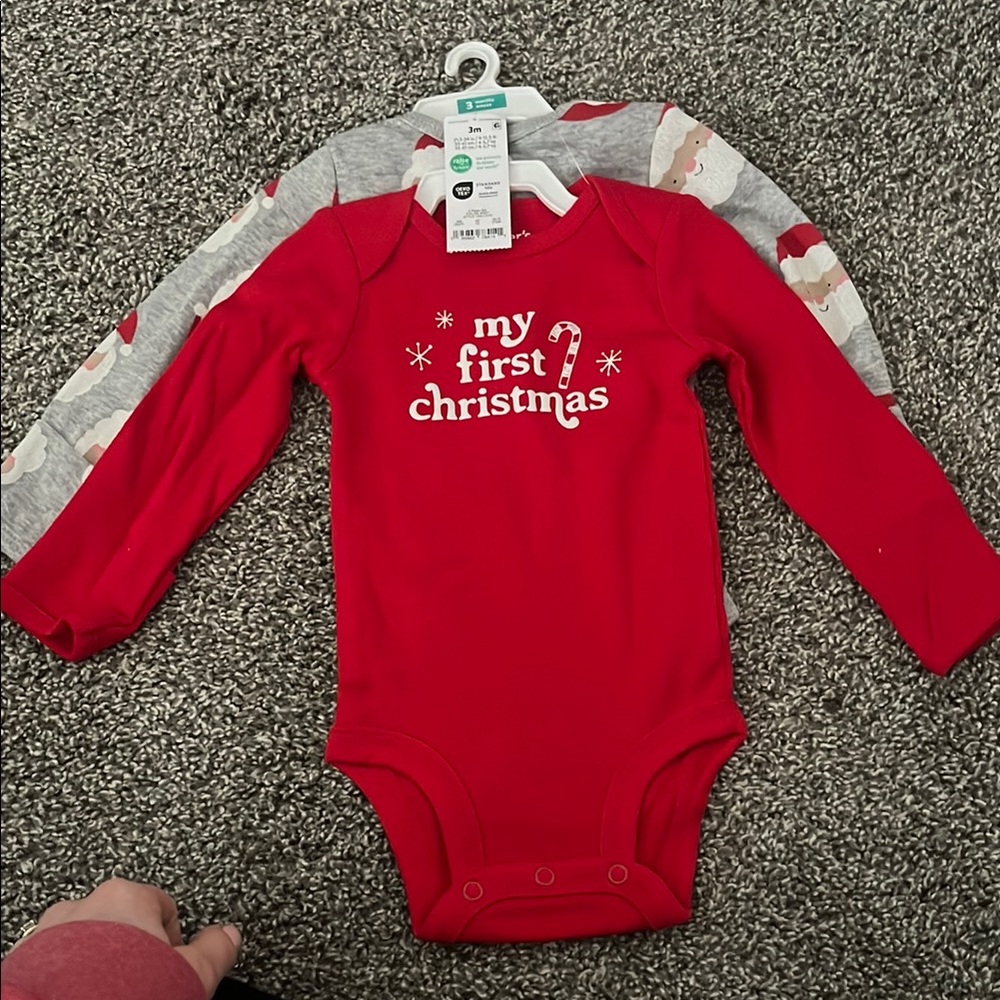 Red My First Christmas Baby Onesie